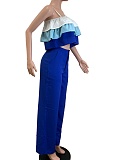 Spring And Summer Suspender Chest Wrap Ruffled Top High Waist Trousers Two-Piece Set