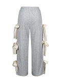 Casual Fashion Tie Bowknot Solid Color Trousers