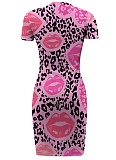 Casual Printed Short Sleeve Round Neck Irregular Dress