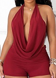 Summer New Style Halter Neck Backless Tie Rope Top Shorts Two Piece Suit For Women