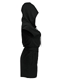 Summer New Style Hooded Pocket Sports Solid Color Casual Two-Piece Suit