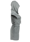 Summer New Style Hooded Pocket Sports Solid Color Casual Two-Piece Suit