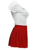 Fashionable Casual O-Neck Top Pleated Skirt Two-Piece Suit