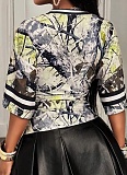 Fashionable Street Print Loose Casual V-Neck T-Shirt