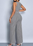 Fashion Personality Striped Print Sleeveless Vest Wide-Leg Trousers Two-Piece Set