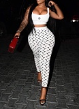 Sexy Tight Camisole Top With Printed Bag Hip Trousers Two-Piece Set