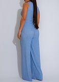 Elastic Crumpled Loose Sleeveless Top Wide Leg Pants Two-Piece Set