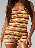 Sexy Striped Wrap-Chest Short Jumpsuit
