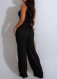 Elastic Crumpled Loose Sleeveless Top Wide Leg Pants Two-Piece Set