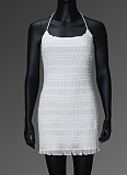 White Summer Sexy Slim Fit Halter Neck Ruffle Dress