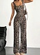 Summer Slim Backless Leopard Print Flared Jumpsuit For Women