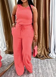 Fashionable And Casual Sleeveless Lace-Up Solid Color Jumpsuit For Women
