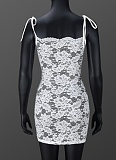 See-Through Slim Fit Suspender Flower Lace Hip Dress