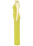 Elastic Crumpled Loose Sleeveless Top Wide Leg Pants Two-Piece Set