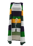 Fashionable Color Matching Sleeveless Vest Shorts Cardigan Long Coat Three-Piece Set