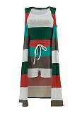 Fashionable Color Matching Sleeveless Vest Shorts Cardigan Long Coat Three-Piece Set