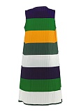 Fashionable Color Matching Sleeveless Vest Shorts Cardigan Long Coat Three-Piece Set
