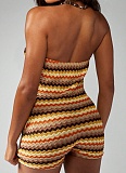 Sexy Striped Wrap-Chest Short Jumpsuit