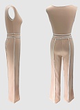 Casual One Shoulder Slim Sexy Top Wide Leg Trousers Two Piece Set