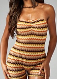 Sexy Striped Wrap-Chest Short Jumpsuit
