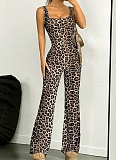 Summer Slim Backless Leopard Print Flared Jumpsuit For Women