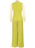 Elastic Crumpled Loose Sleeveless Top Wide Leg Pants Two-Piece Set