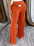 Women'S Shiny High Waist Elegant Wide Leg Trousers