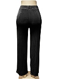 Women'S Shiny High Waist Elegant Wide Leg Trousers