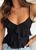 Summer Slim Fit Ruffled Camisole Cropped Top