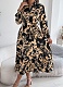 Casual Floral Print Long Sleeve Ruffle Shirt Maxi Dress