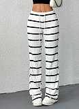 New High Waist Drawstring Versatile Striped Wide Leg Pants For Spring And Summer