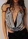 Sexy Hot Girl Sequin Chain Suspender Backless Top