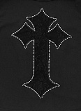 Cross Embroidery Hot Diamond Round Neck Sleeveless Navel Bare Vest