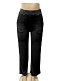 Women'S Shiny High Waist Elegant Wide Leg Trousers