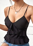 Summer Slim Fit Ruffled Camisole Cropped Top