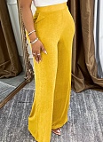 Women'S Shiny High Waist Elegant Wide Leg Trousers