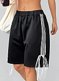 Elastic Waist Vertical Stripes Casual Wide Leg Shorts
