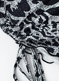 Fashionable Backless Zebra Print Off-Shoulder Tie Top And Shorts Two-Piece Set