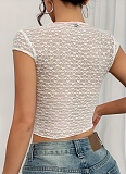 New Lace V-neck Short Sleeve Bow Tight Sexy Top
