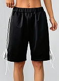 Elastic Waist Vertical Stripes Casual Wide Leg Shorts