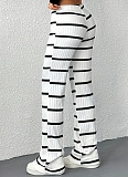 New High Waist Drawstring Versatile Striped Wide Leg Pants For Spring And Summer