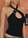 Summer Sexy Fashion Street Solid Color Slim Backless Top