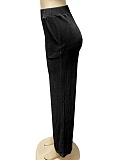 Women'S Shiny High Waist Elegant Wide Leg Trousers