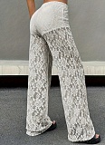 Fashionable Lace Jacquard Slightly Transparent Stitching Straight Casual Pants