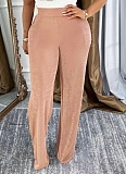 Women'S Shiny High Waist Elegant Wide Leg Trousers