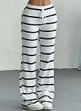 New High Waist Drawstring Versatile Striped Wide Leg Pants For Spring And Summer