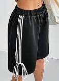Elastic Waist Vertical Stripes Casual Wide Leg Shorts