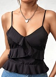 Summer Slim Fit Ruffled Camisole Cropped Top