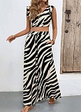 Personalized Trendy Sleeveless Top Wide-Leg Pants Zebra Print Two-Piece Suit