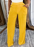 Women'S Shiny High Waist Elegant Wide Leg Trousers